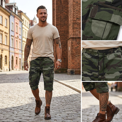 👖Pánské maskáčové cargo kraťasy s několika kapsami