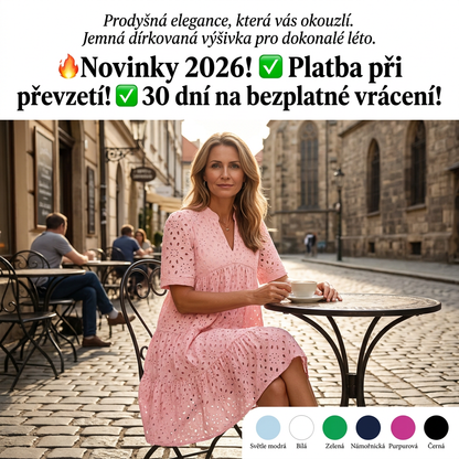 💃Dámské šaty s výstřihem do V, střih A, krátké rukávy