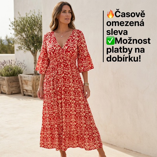 🔥Příležitostná dlouhá sukně s výstřihem do V s potiskem