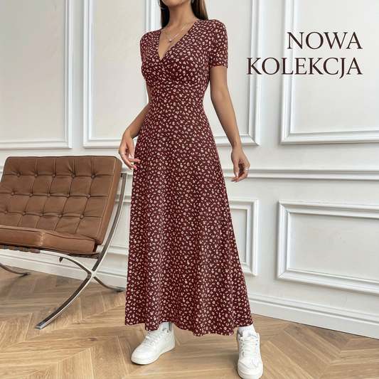 👗Ležérní maxi šaty s výstřihem do V a květinovým vzorem pro ženy