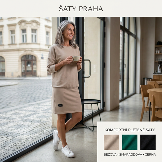 Dámská volnočasová mikinová šaty s kulatým výstřihem