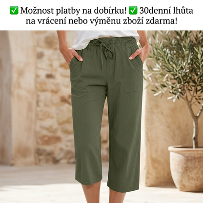 🔥 Výprodej 50% SLEVA🔥Dámské zkrácené kalhoty ze směsi bavlny a lnu