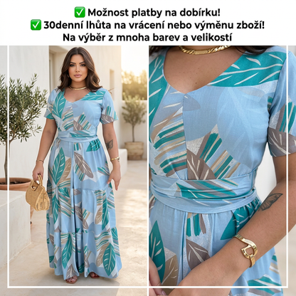 Dámské maxi šaty s potiskem listů