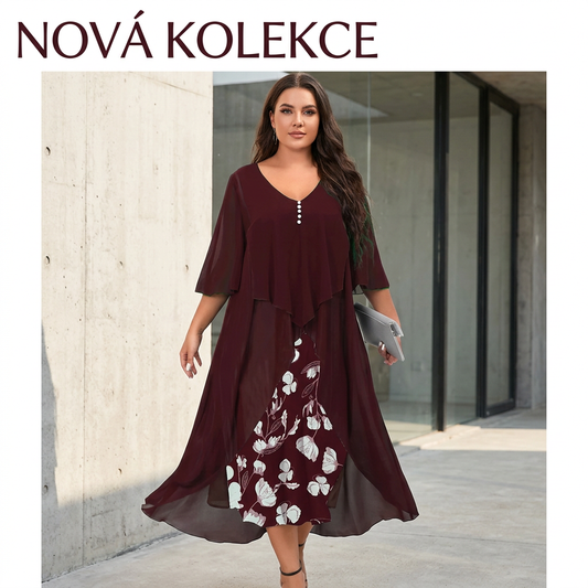 🌸Šifonové šaty ve stylu dvoudílného modelu｜V různých barvách💐