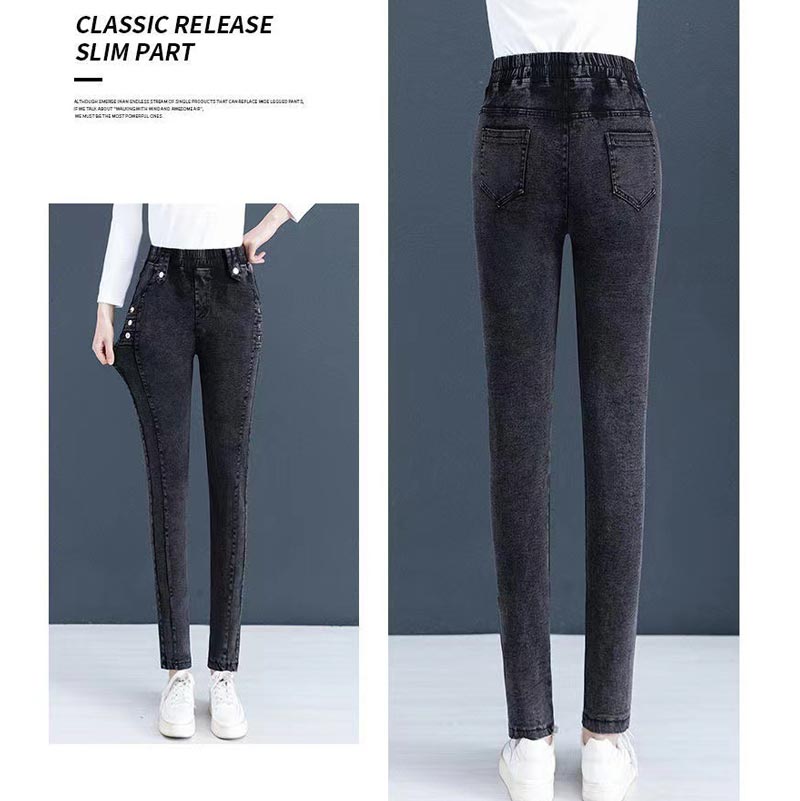 Elastische Damenhose in Jeansoptik mit hohem Bund