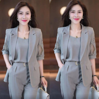 Damen-Hosenanzug, 3-teilig mit Blazer und Top