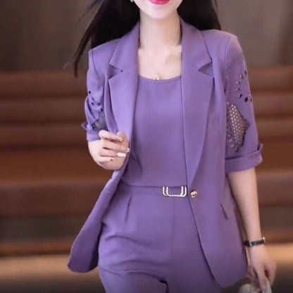 Damen-Hosenanzug, 3-teilig mit Blazer und Top