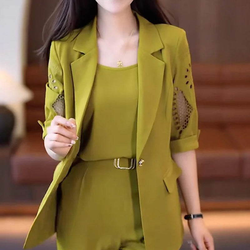 Damen-Hosenanzug, 3-teilig mit Blazer und Top