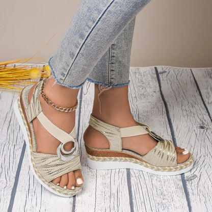 👡Női Divat Nyitott Sarokú Wedge Sandálok