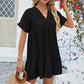 🥰Módní volné skládané krátké šaty s výstřihem do V