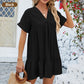 🥰Módní volné skládané krátké šaty s výstřihem do V