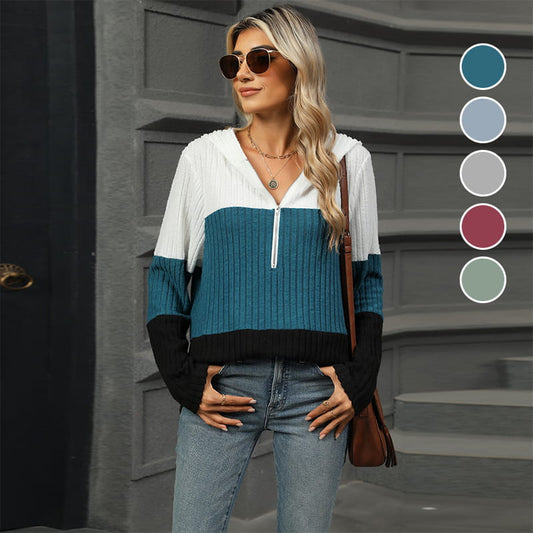 🎁⏳Kapuzenpullover mit Farbblockdesign für Damen