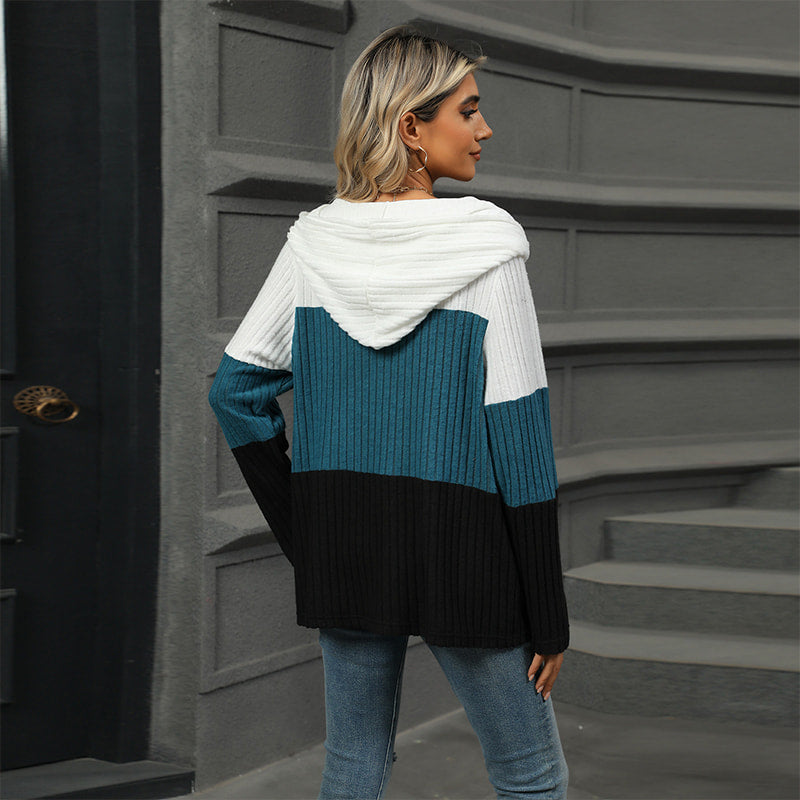 🎁⏳Kapuzenpullover mit Farbblockdesign für Damen