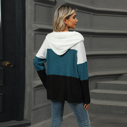 🎁⏳Kapuzenpullover mit Farbblockdesign für Damen