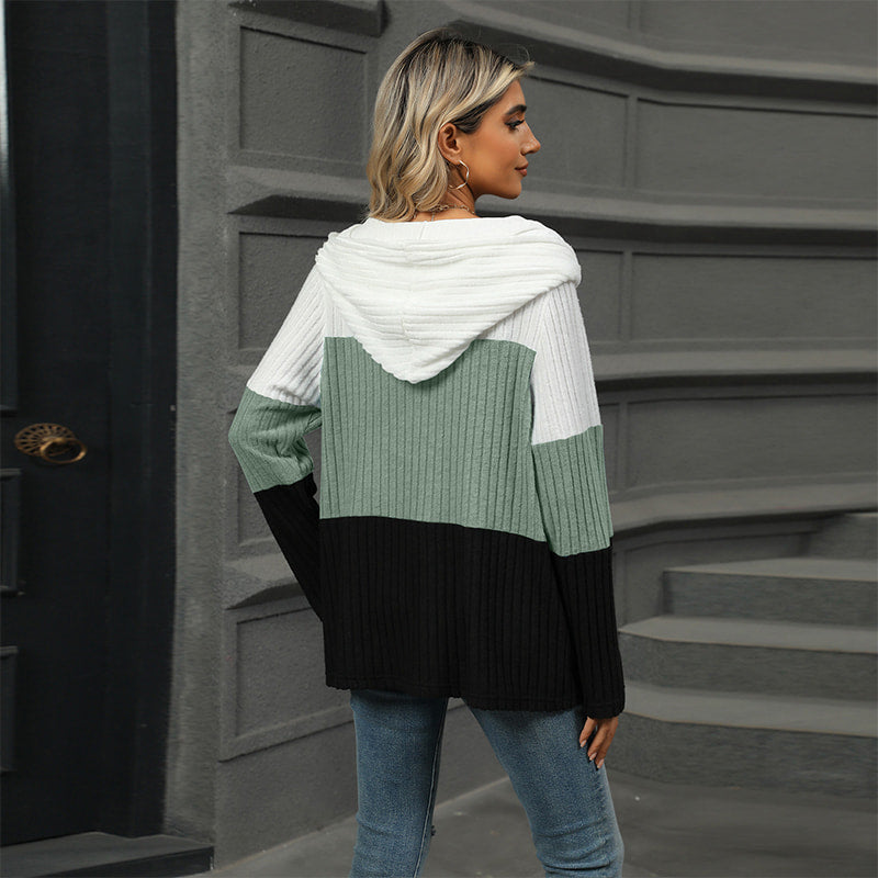 🎁⏳Kapuzenpullover mit Farbblockdesign für Damen