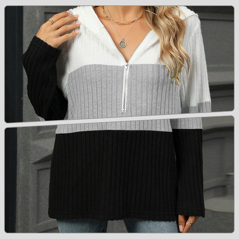 🎁⏳Kapuzenpullover mit Farbblockdesign für Damen