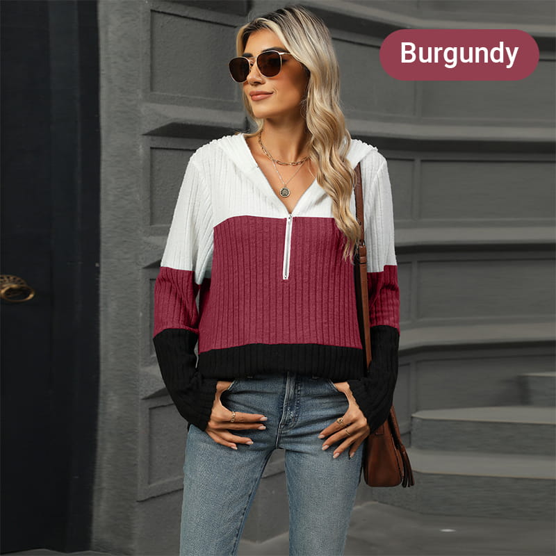 🎁⏳Kapuzenpullover mit Farbblockdesign für Damen