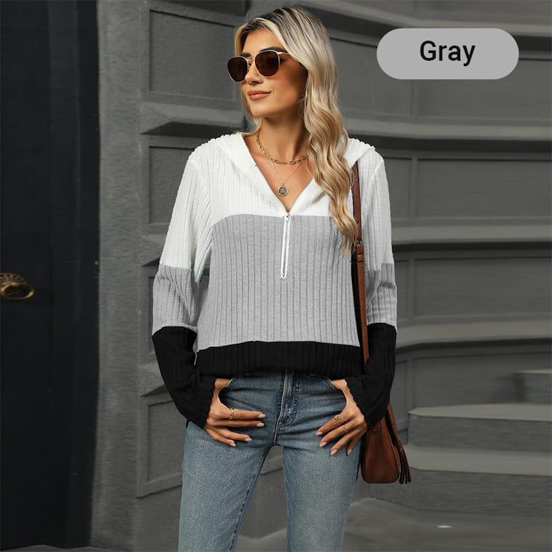 🎁⏳Kapuzenpullover mit Farbblockdesign für Damen