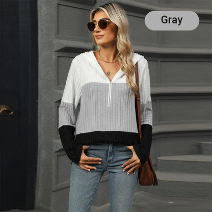 🎁⏳Kapuzenpullover mit Farbblockdesign für Damen