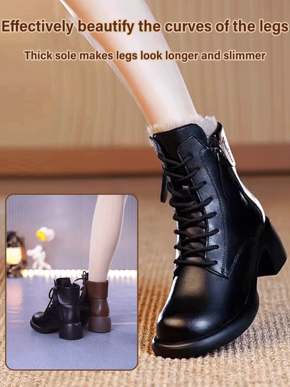 Damen Schnürstiefeletten im Vintage-Stil mit Blockabsatz