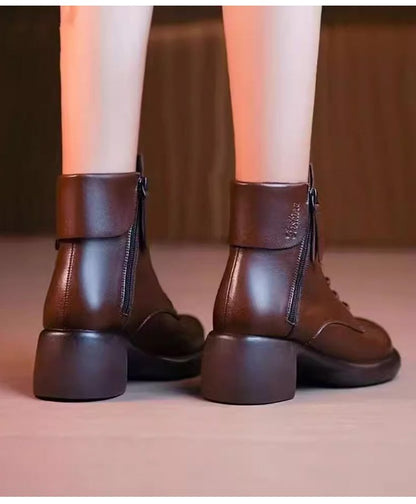 Damen Schnürstiefeletten im Vintage-Stil mit Blockabsatz