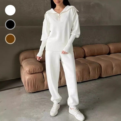 ❤️✨ Dámská 2dílná sportovní souprava – top s půlzipem a klopou + joggery se šňůrkou, 3 barvy, S–3XL😍