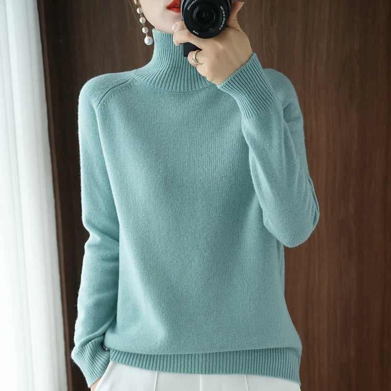 Damen-Strickpullover mit hohem Kragen und lockerem Schnitt