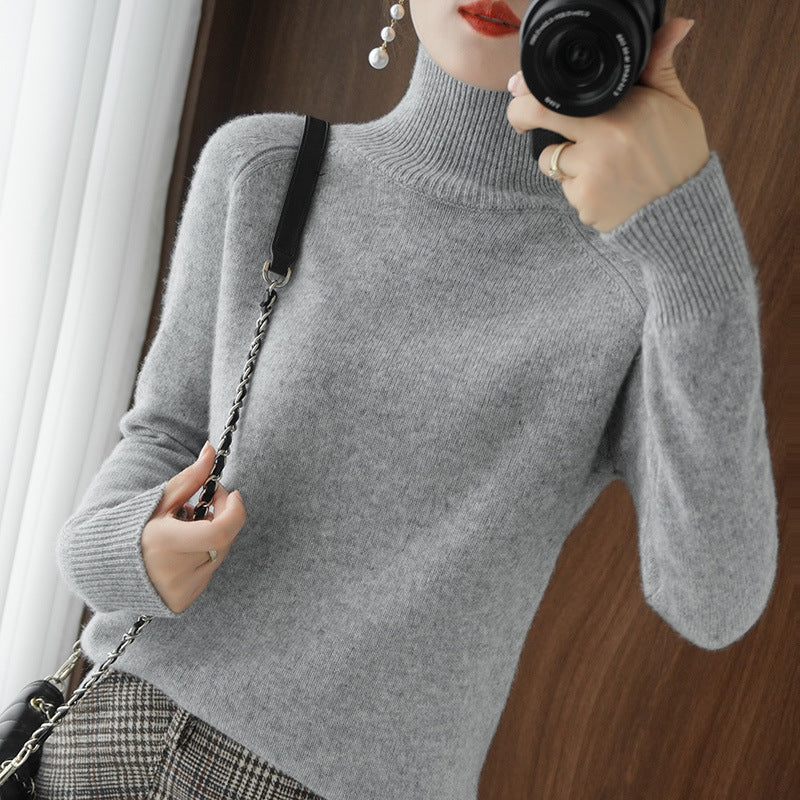 Damen-Strickpullover mit hohem Kragen und lockerem Schnitt