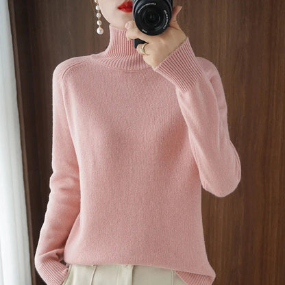 Damen-Strickpullover mit hohem Kragen und lockerem Schnitt