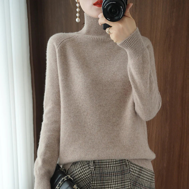 Damen-Strickpullover mit hohem Kragen und lockerem Schnitt