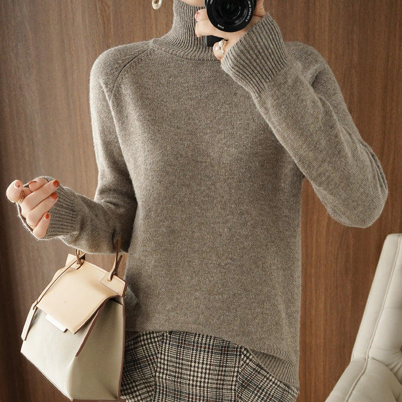 Damen-Strickpullover mit hohem Kragen und lockerem Schnitt