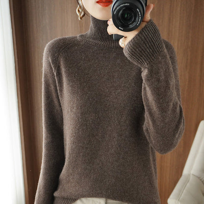 Damen-Strickpullover mit hohem Kragen und lockerem Schnitt