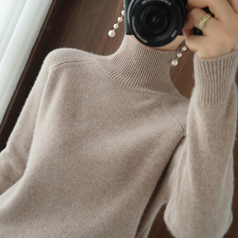 Damen-Strickpullover mit hohem Kragen und lockerem Schnitt