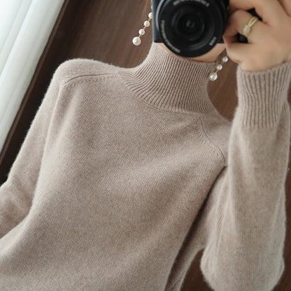 Damen-Strickpullover mit hohem Kragen und lockerem Schnitt