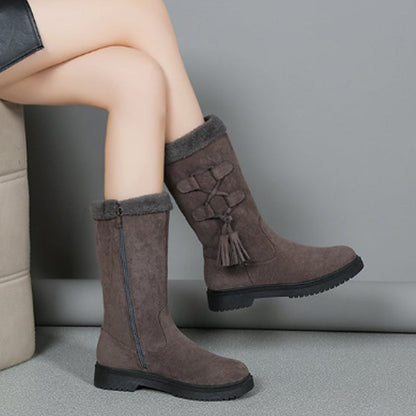 Damen Winterstiefel mit Quasten und seitlichem Reißverschluss