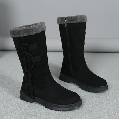 Damen Winterstiefel mit Quasten und seitlichem Reißverschluss
