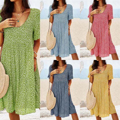 🔥Horký prodej 42% SLEVA💝✨jarní nové oblečení - Módní květinově potištěné dlouhé šaty