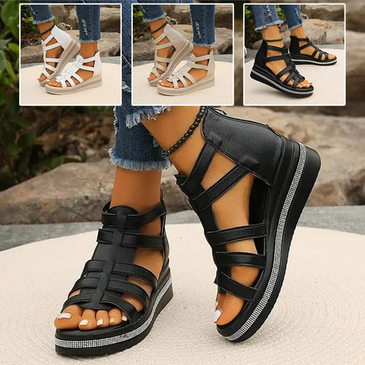 Sandály na klínku s ozdobou z kamínků👡