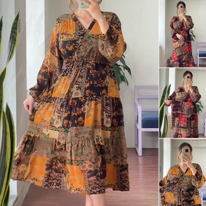 👗Dámské šaty s velkým výstřihem do V a květinovým vzorem