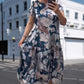 👗Novinka na začátek léta✨Volné květinové šaty s kulatým výstřihem a krátkými rukávy