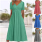 👗 Dámské dlouhé šaty s výstřihem do V a krátkými rukávy 🌸 Elegantní splývavý střih, pohodlný materiál a nenáročný styl pro každodenní nošení