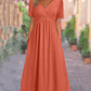👗 Dámské dlouhé šaty s výstřihem do V a krátkými rukávy 🌸 Elegantní splývavý střih, pohodlný materiál a nenáročný styl pro každodenní nošení