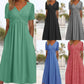 👗 Dámské dlouhé šaty s výstřihem do V a krátkými rukávy 🌸 Elegantní splývavý střih, pohodlný materiál a nenáročný styl pro každodenní nošení