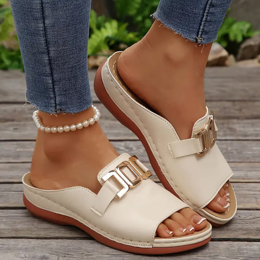 🏖️Artificial Leather Open Toe Slippers