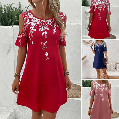 👗 Šaty na ramínka s květinovým potiskem a vykrojenými rukávy