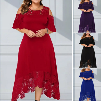 🌸✨ Šaty Noi Elegans s odhalenými rameny a krajkovým lemem – 4 barvy | S–4XL | Romantické | Společenské
