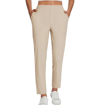 Damen-High-Waist-Stretchhose mit Reißverschlusstaschen in 7/8-Länge