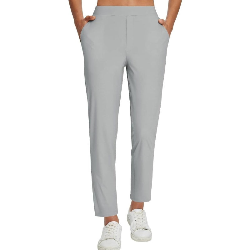 Damen-High-Waist-Stretchhose mit Reißverschlusstaschen in 7/8-Länge