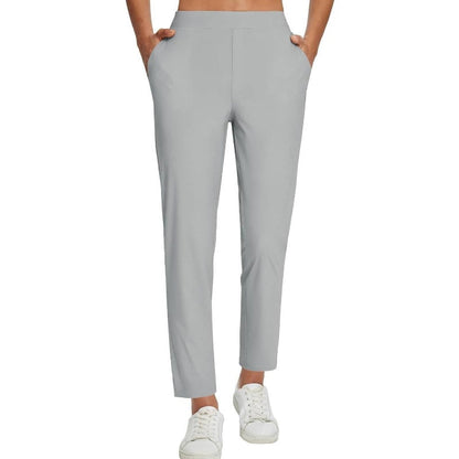 Damen-High-Waist-Stretchhose mit Reißverschlusstaschen in 7/8-Länge