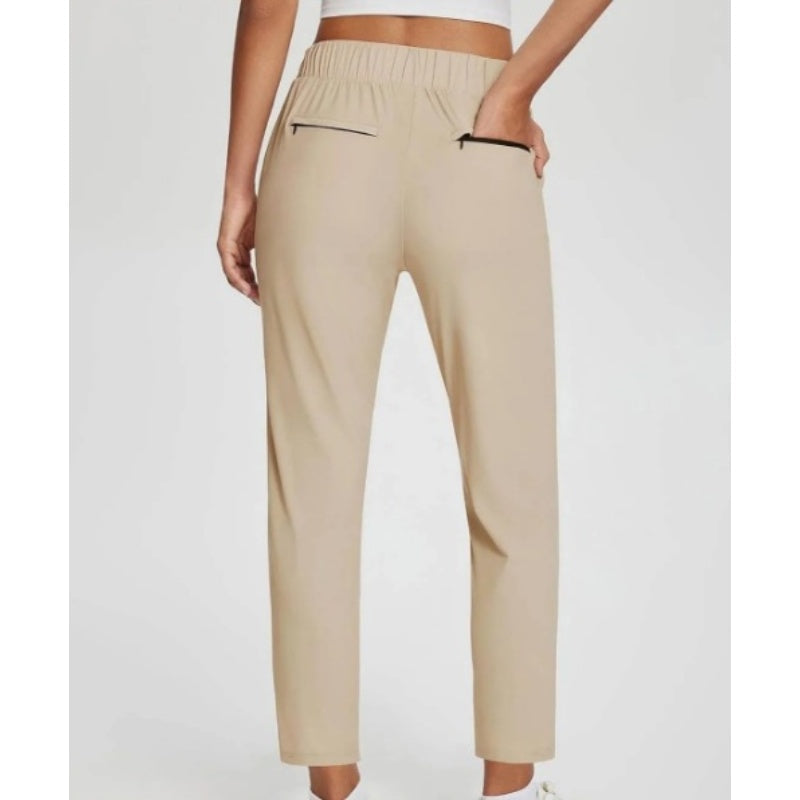 Damen-High-Waist-Stretchhose mit Reißverschlusstaschen in 7/8-Länge